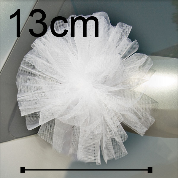 Tylové koule na výzdobu svatebního auta - bílá (Ø 13cm, 8 ks/kr)