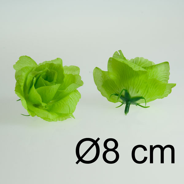 Umělá růže textilní Ø8 cm - světle zelená