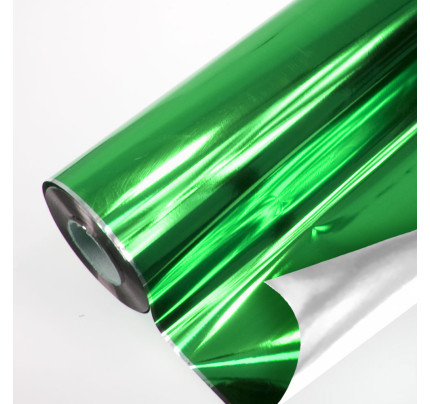 Vánoční papír - folie METALIK  28 cm - zelená (25 m / rol)
