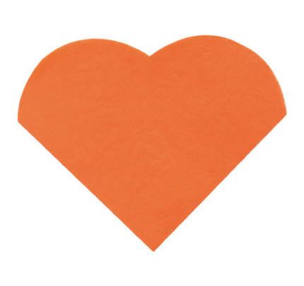 Svatební ubrousek 19X17cm SRDCE - oranžová (3-vrstvý, 20ks/bal)